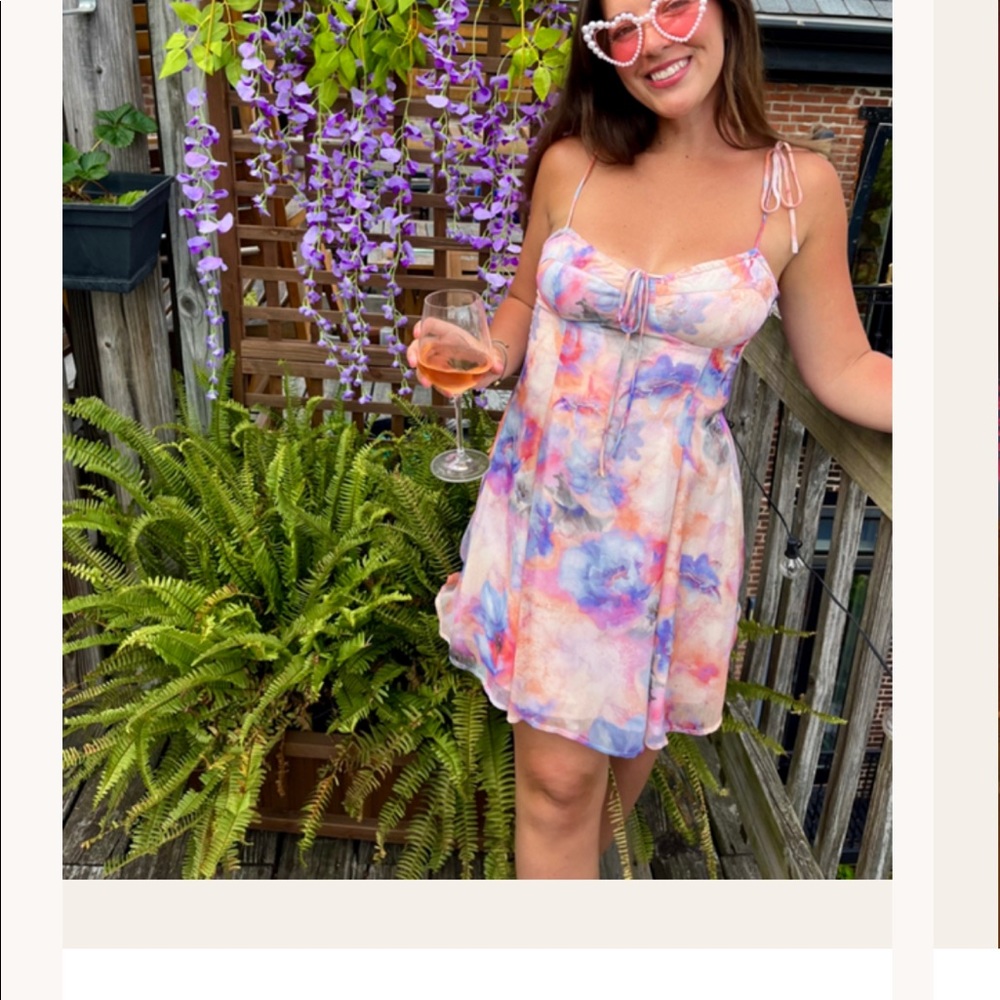 Anthropologie Rays for Days floral watercolor mini dress L perfect summer dress